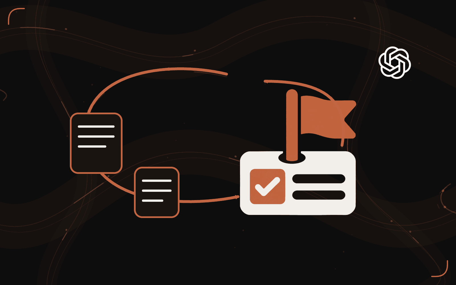 A recurring route links work cards to a flagged review checkpoint.