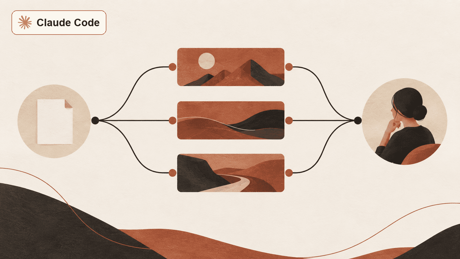 Claude Code Projects is identified by Anthropic's authentic Claude Spark and label above three parallel work paths returning to a human reviewer.
