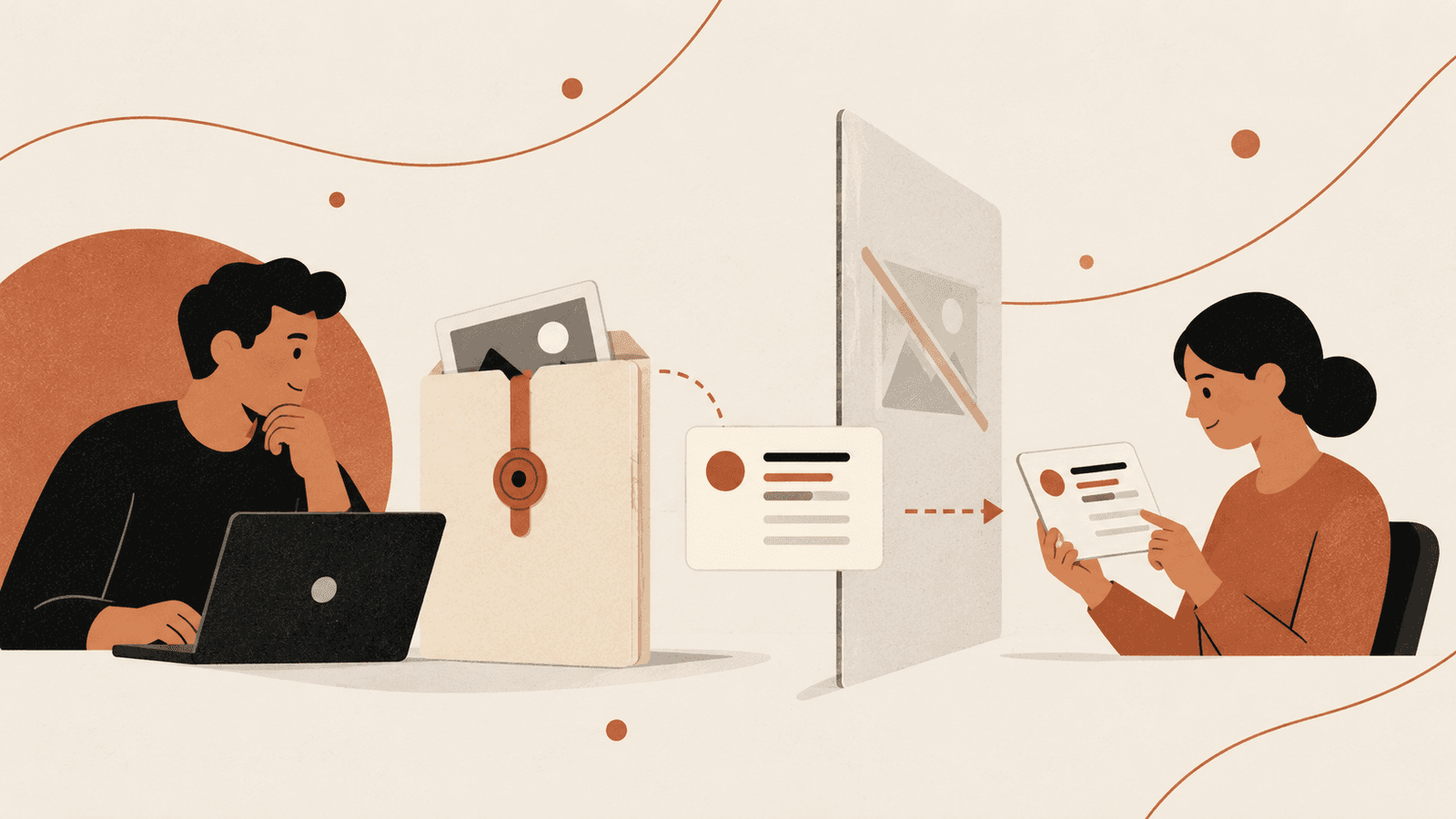 A review card stays behind a privacy boundary while a human checks repository metadata before any image is opened.