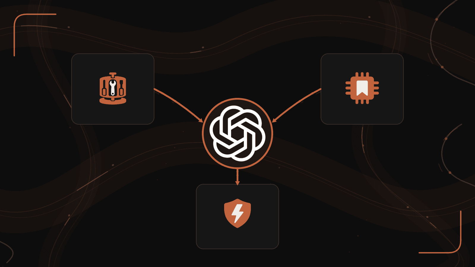 Official OpenAI publisher mark connecting a tool catalog with declaration history, in the Rise Productive symbol style.