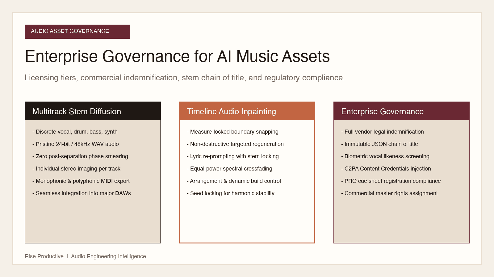 Enterprise Governance for AI Music Assets Architecture Diagram