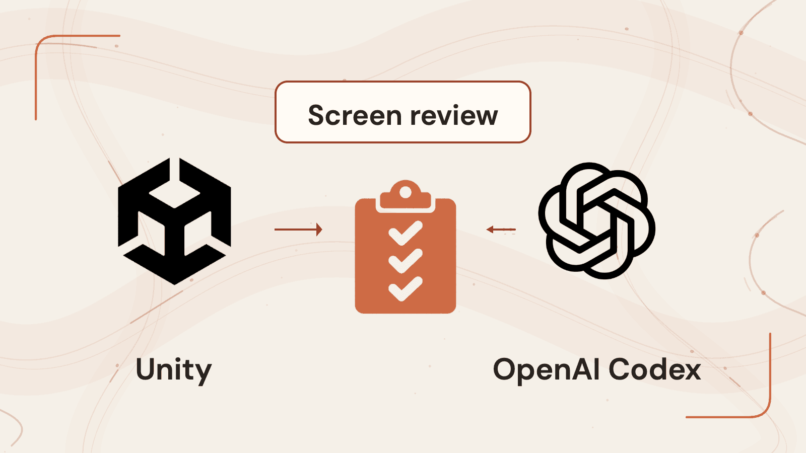 Authentic Unity cube and OpenAI Blossom separated by a written screen review and acceptance checklist.